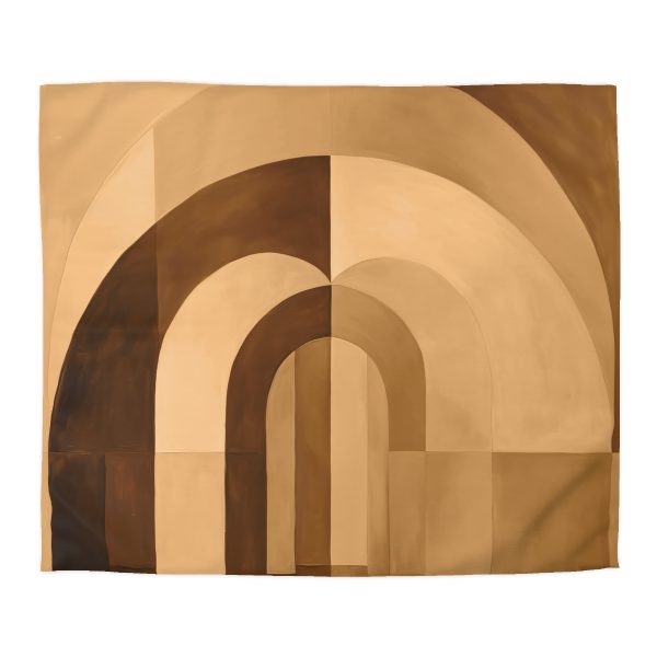 Soft Geometric Archways in Honey Yellow Tone - Microfiber Duvet Cover - Image 2