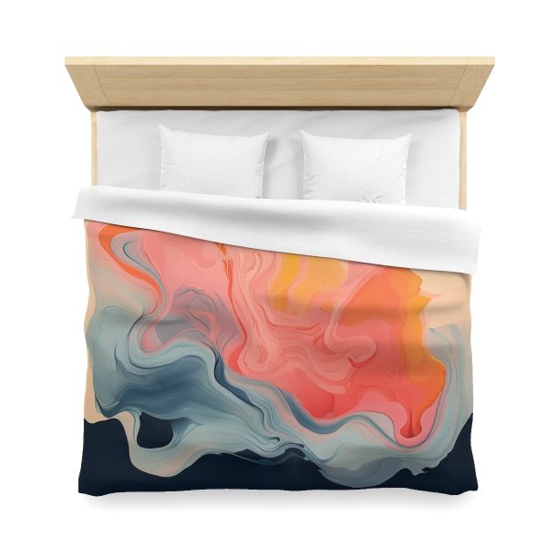 Aqueous Expression in Navy and Peachy Pastels 01 - Microfiber Duvet Cover - Image 23