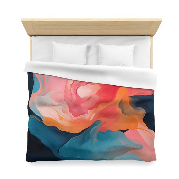 Aqueous Expression in Navy and Peachy Pastels 03 - Microfiber Duvet Cover