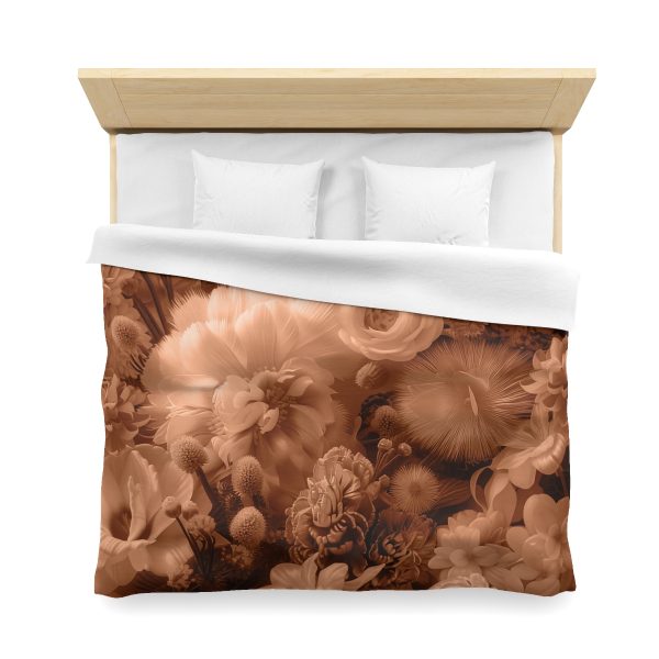 Lustrous Peach Fuzz Tone Baroque Floral 01 - Microfiber Duvet Cover