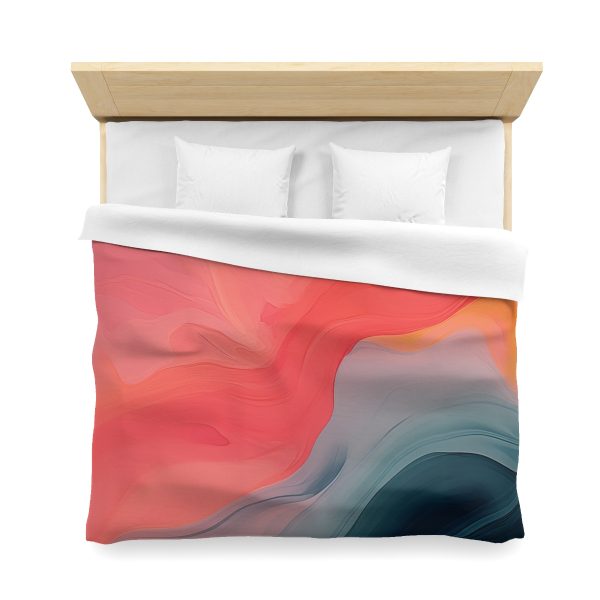 Aqueous Expression in Navy and Peachy Pastels 04 - Microfiber Duvet Cover