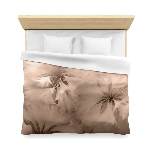 Soft Fantasy Feather Puffs in Peach Puree Tone - Microfiber Duvet Cover