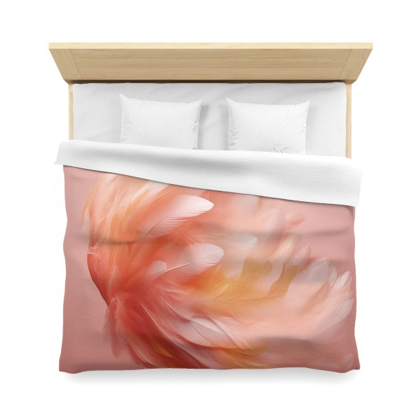 Lovely Fuzzy Feathers in Peach 02 - Microfiber Duvet Cover