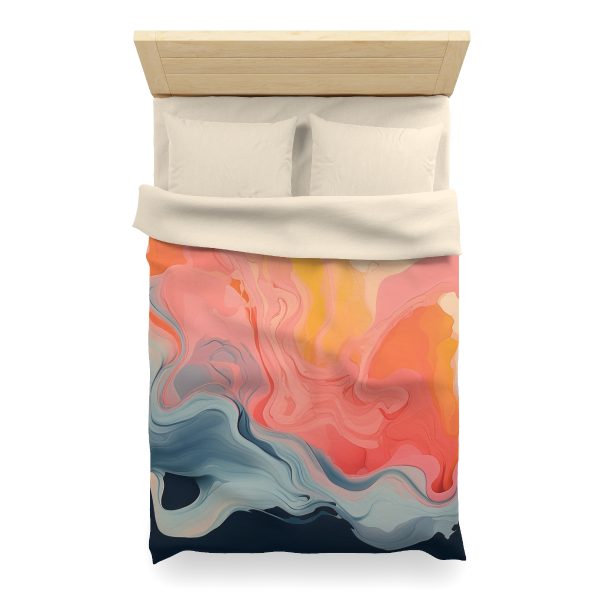 Aqueous Expression in Navy and Peachy Pastels 01 - Microfiber Duvet Cover - Image 11