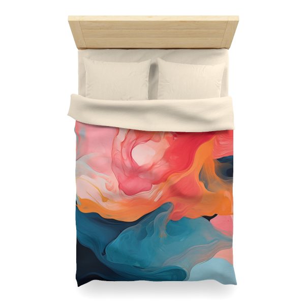 Aqueous Expression in Navy and Peachy Pastels 03 - Microfiber Duvet Cover - Image 11