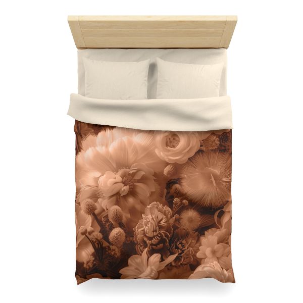 Lustrous Peach Fuzz Tone Baroque Floral 01 - Microfiber Duvet Cover - Image 11