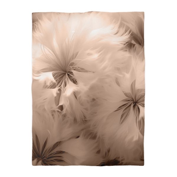 Soft Fantasy Feather Puffs in Peach Puree Tone - Microfiber Duvet Cover - Image 10