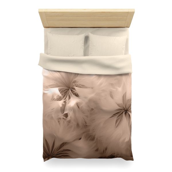 Soft Fantasy Feather Puffs in Peach Puree Tone - Microfiber Duvet Cover - Image 11