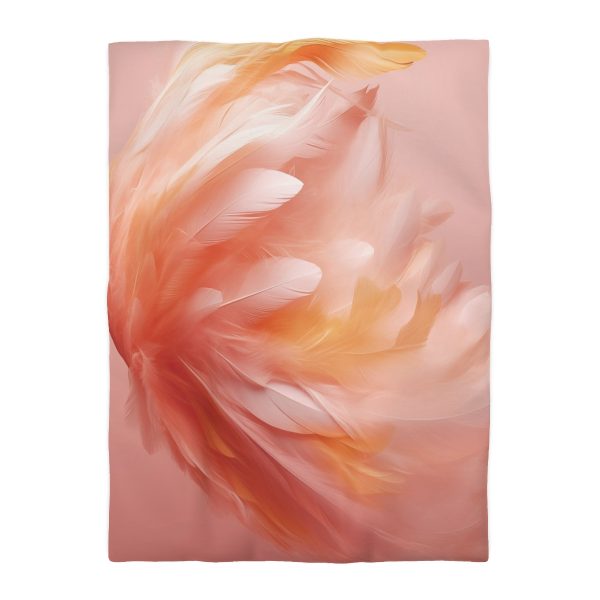 Lovely Fuzzy Feathers in Peach 02 - Microfiber Duvet Cover - Image 10