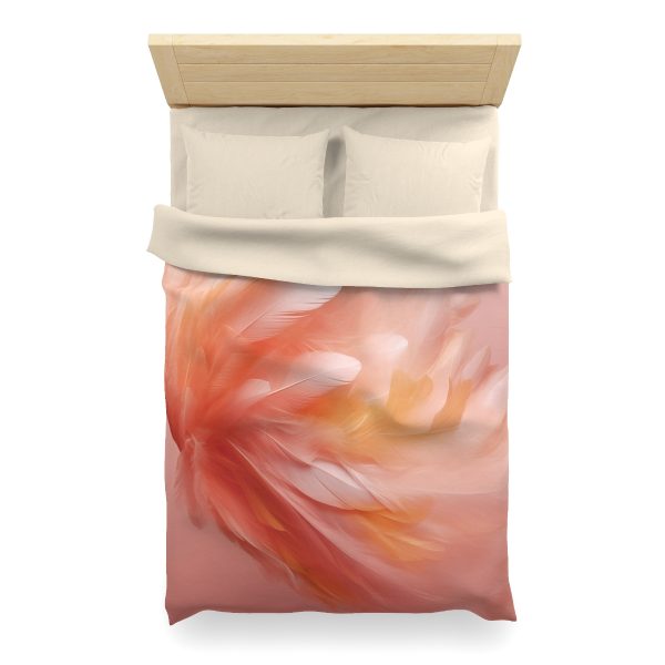 Lovely Fuzzy Feathers in Peach 02 - Microfiber Duvet Cover - Image 11