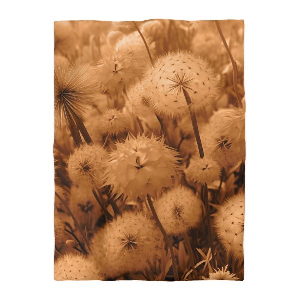 Dandelion Dream in Sunkissed Peach - Microfiber Duvet Cover - Image 10