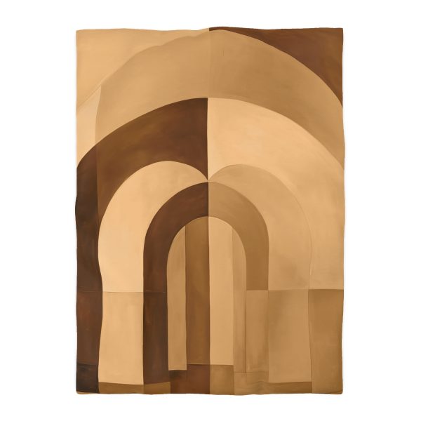 Soft Geometric Archways in Honey Yellow Tone - Microfiber Duvet Cover - Image 10