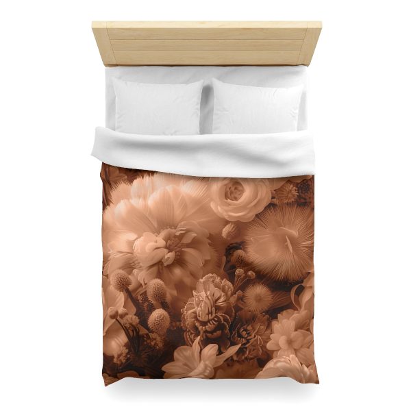 Lustrous Peach Fuzz Tone Baroque Floral 01 - Microfiber Duvet Cover - Image 14