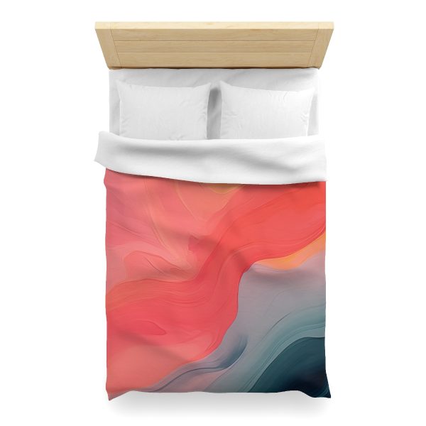 Aqueous Expression in Navy and Peachy Pastels 04 - Microfiber Duvet Cover - Image 14