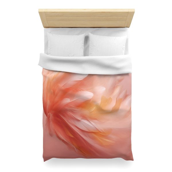 Lovely Fuzzy Feathers in Peach 02 - Microfiber Duvet Cover - Image 14