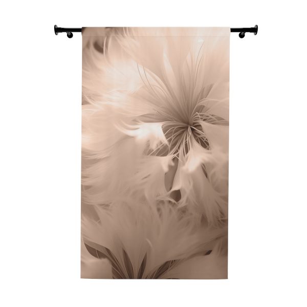 Soft Fantasy Feather Puffs in Peach Puree Tone - Left Side Blackout Window Curtains (1 Piece)