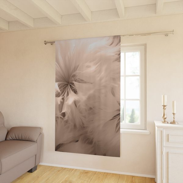 Soft Fantasy Feather Puffs in Peach Puree Tone - Single Panel Blackout Window Curtains (1 Piece) - Image 2