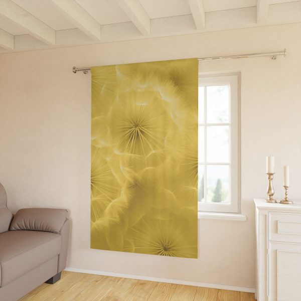 Dandelion Down Motif in Super Lemon Tone - Right Side Blackout Window Curtains (1 Piece) - Image 2