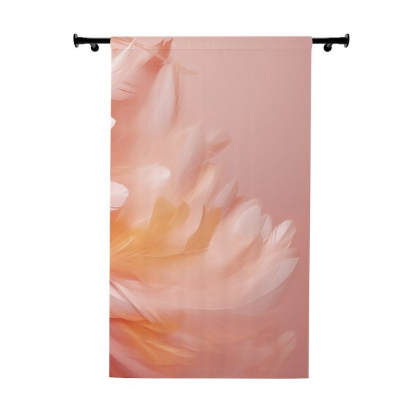 Lovely Fuzzy Feathers in Peach 02 - Right Side Blackout Window Curtains (1 Piece)