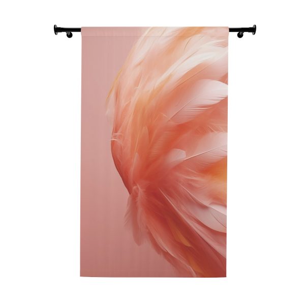 Lovely Fuzzy Feathers in Peach 02 - Left Side Blackout Window Curtains (1 Piece)