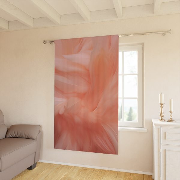 Lovely Fuzzy Feathers in Peach 01 - Single Panel Blackout Window Curtains (1 Piece) - Image 2