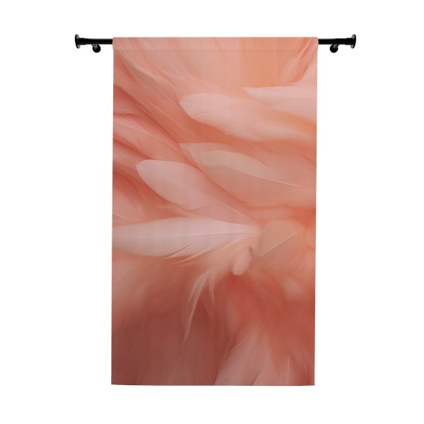 Lovely Fuzzy Feathers in Peach 01 - Left Side Blackout Window Curtains (1 Piece)