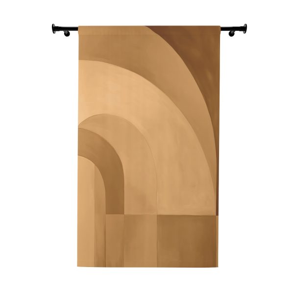 Soft Geometric Archways in Honey Yellow Tone - Right Side Blackout Window Curtains (1 Piece)