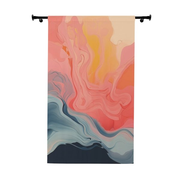 Aqueous Expression in Navy and Peachy Pastels 01 - Single Panel Blackout Window Curtains (1 Piece)