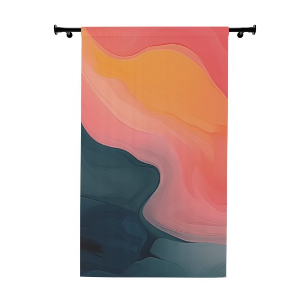 Aqueous Expression in Navy and Peachy Pastels 02 - Left Side Blackout Window Curtains (1 Piece)