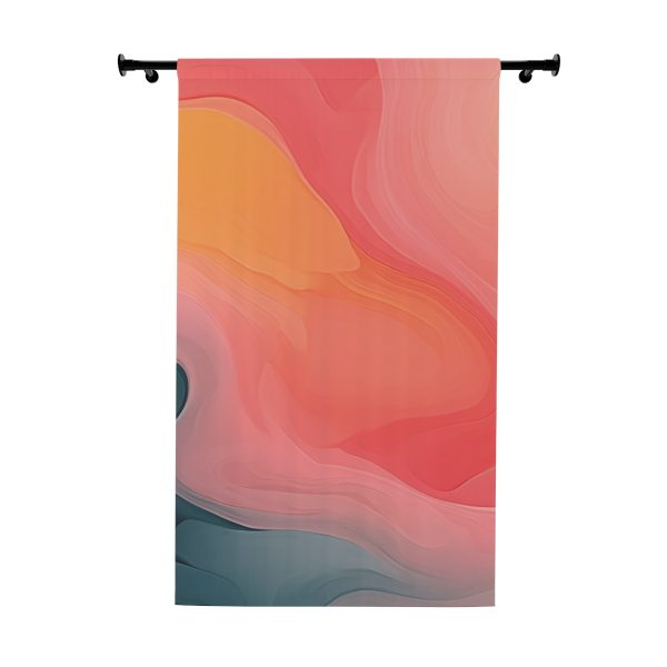 Aqueous Expression in Navy and Peachy Pastels 02 - Single Panel Blackout Window Curtains (1 Piece)