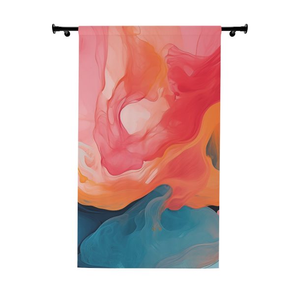 Aqueous Expression in Navy and Peachy Pastels 03 - Single Panel Blackout Window Curtains (1 Piece)