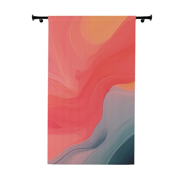 Aqueous Expression in Navy and Peachy Pastels 04 - Single Panel Blackout Window Curtains (1 Piece)