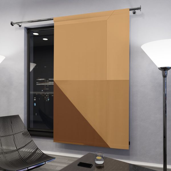 Soft Geometric Pyramid 01 in Honey Yellow Tone - Right Side Blackout Window Curtains (1 Piece) - Image 3