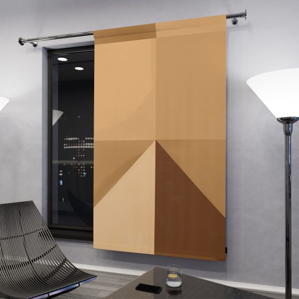 Soft Geometric Pyramid 01 in Honey Yellow Tone - Single Panel Blackout Window Curtains (1 Piece) - Image 3