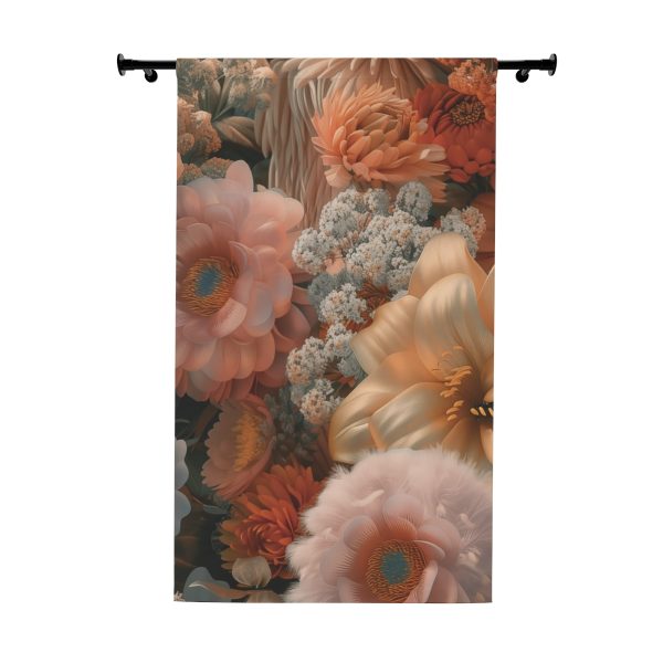 Lustrous Peach Baroque Floral 02 - Single Panel Blackout Window Curtains (1 Piece)