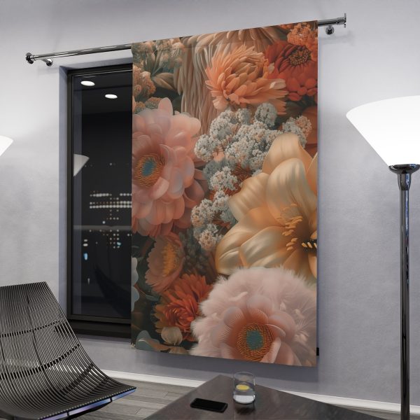 Lustrous Peach Baroque Floral 02 - Single Panel Blackout Window Curtains (1 Piece) - Image 3