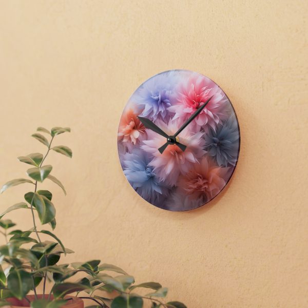 Pastel Palette Fantasy Feather Puffs - Acrylic Wall Clock - Image 9