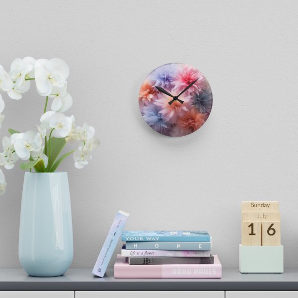 Pastel Palette Fantasy Feather Puffs - Acrylic Wall Clock - Image 12