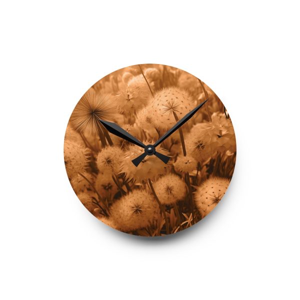 Dandelion Dream in Sunkissed Peach - Acrylic Wall Clock - Image 7