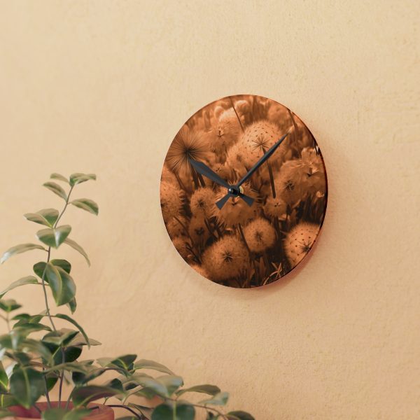 Dandelion Dream in Sunkissed Peach - Acrylic Wall Clock - Image 9