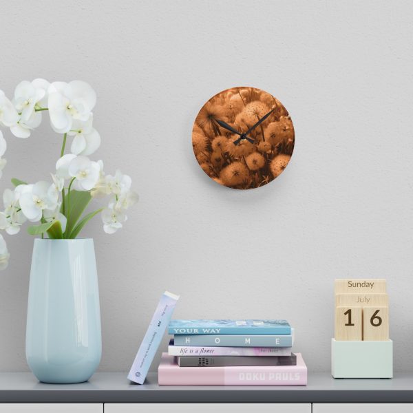 Dandelion Dream in Sunkissed Peach - Acrylic Wall Clock - Image 12