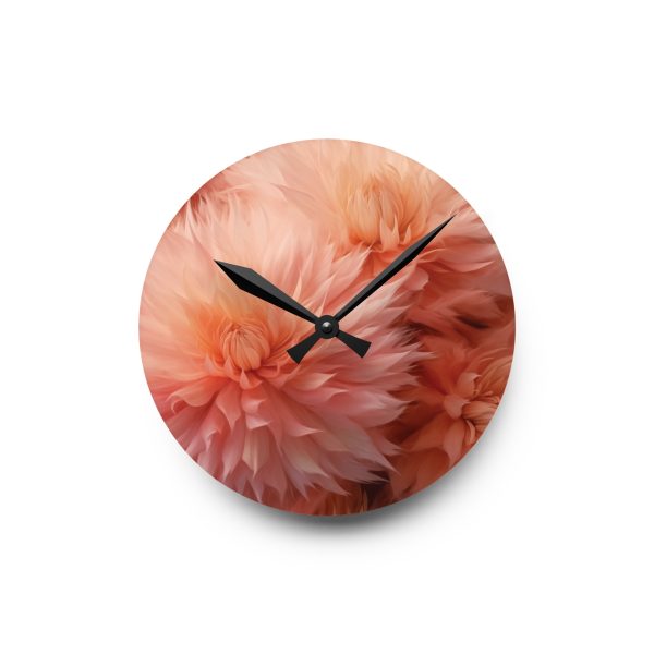 Lovely Fuzzy Buds in Peach 01 - Acrylic Wall Clock - Image 7