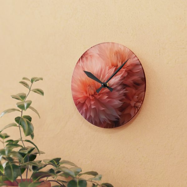 Lovely Fuzzy Buds in Peach 01 - Acrylic Wall Clock - Image 9