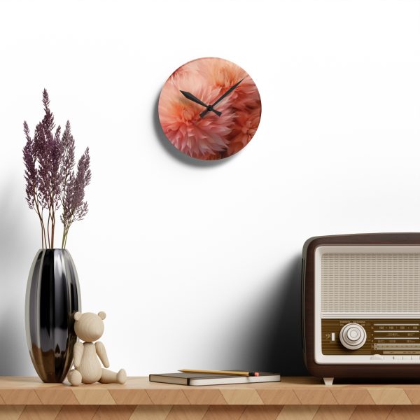 Lovely Fuzzy Buds in Peach 01 - Acrylic Wall Clock - Image 10