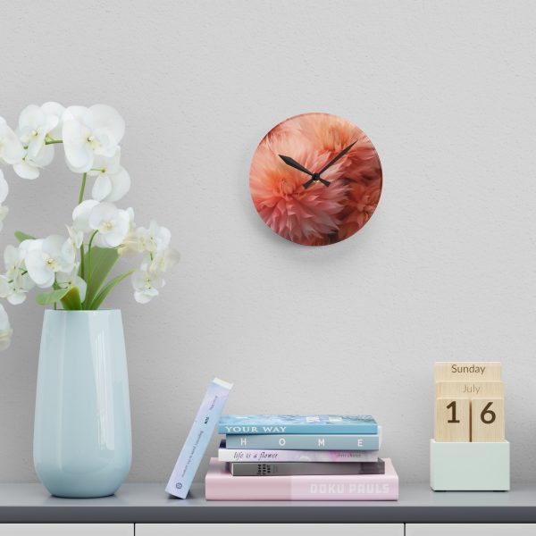 Lovely Fuzzy Buds in Peach 01 - Acrylic Wall Clock - Image 12