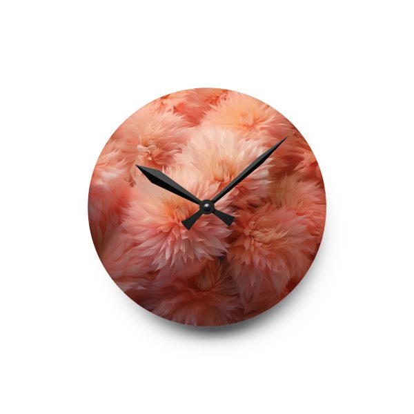 Lovely Fuzzy Buds in Peach 02 - Acrylic Wall Clock - Image 7