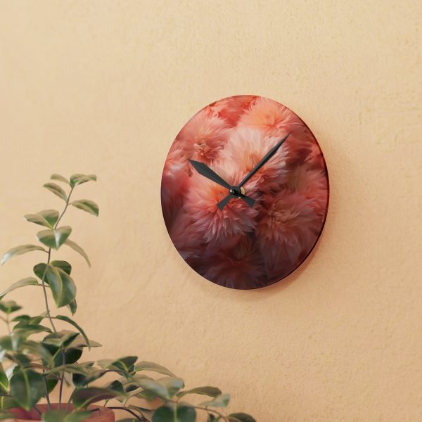 Lovely Fuzzy Buds in Peach 02 - Acrylic Wall Clock - Image 9