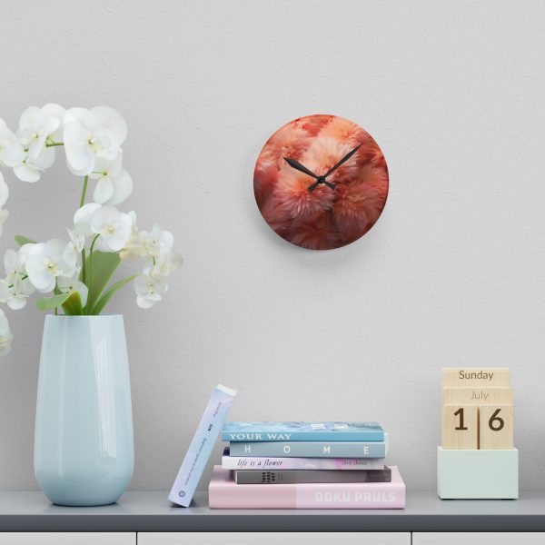 Lovely Fuzzy Buds in Peach 02 - Acrylic Wall Clock - Image 12