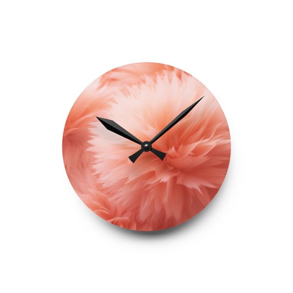 Lovely Fuzzy Buds in Peach 03 - Acrylic Wall Clock - Image 7