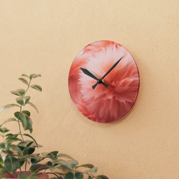 Lovely Fuzzy Buds in Peach 03 - Acrylic Wall Clock - Image 9